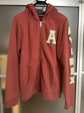 AVIREX 아비렉스 풀 집업 후드티 크림슨 컬러 L 사이즈