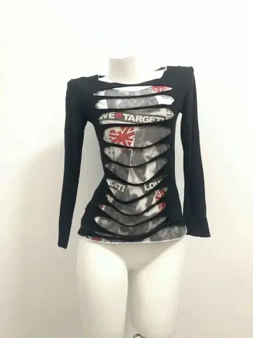 헤이세이 갸루 00s 컷 아웃 긴팔 상의 Y2K 그런지