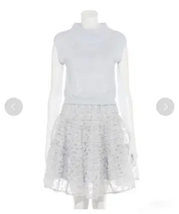 스나이델 3D플라워 콤비 원피스 F 블루