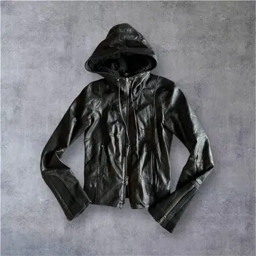 00s archive MOUSSY 후드 양가죽 가죽 라이더 자켓 블랙 2