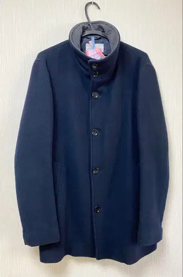 새상품급 유나이티드 애로우즈 네이비 코트 그레이 카라 부착 클리닝 완료
