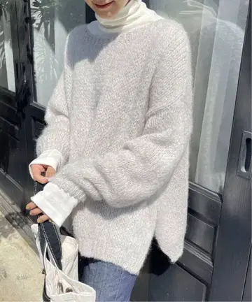 TRICOTS JEAN MARC 보트넥 슬릿 풀오버 그레이