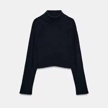 ZARA 최신 리브 니트 스웨터 M 네이비