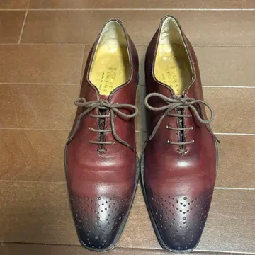홀컷 홍차색 가죽 옥스퍼드 신발