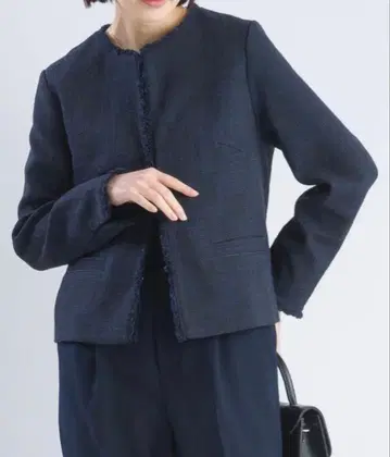 PICCIN 팬시 트위드 노카라 자켓 M