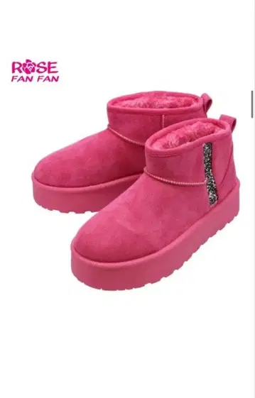 ROSE FAN FAN 핑크 퍼 숏부츠