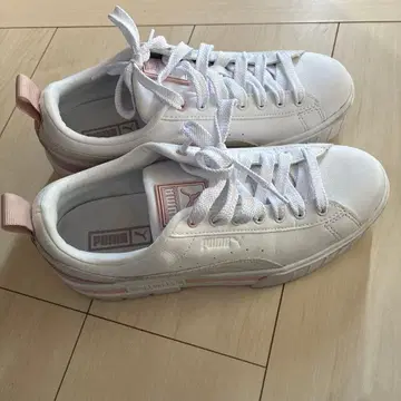 PUMA 여성용 통굽 스니커즈 화이트/핑크 25.5cm