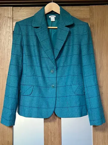 다마르 터콰이즈 체크 무늬 테일러드 자켓 LL 사이즈 택 없음 새상품