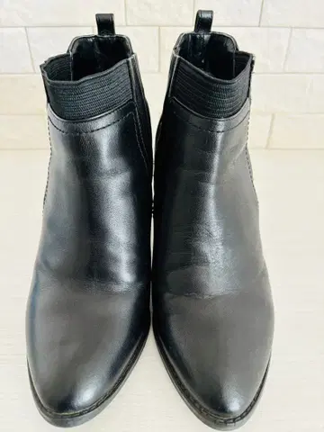 DIANA 미들 부츠 사이드 고어 블랙 23.5cm 와이드 힐