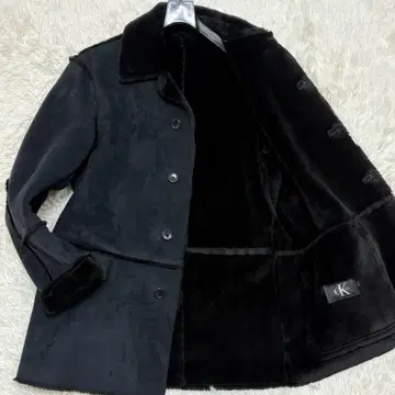 새상품급 L 사이즈 캘빈클라인 에코 무스탕 코트 자켓 블랙