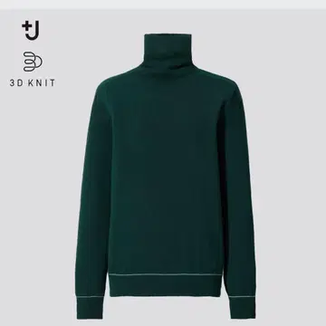 UNIQLO +J 3D 캐시미어 터틀넥 스웨터 그린 S