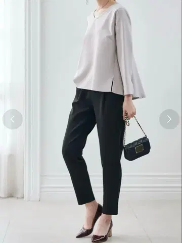 미사용 새상품 라난 Ranan 셋업 팬츠 M 라이트 그레이 블랙