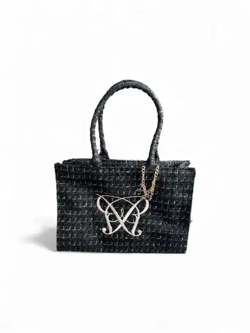 뜨개질 디자인 블랙 토트백