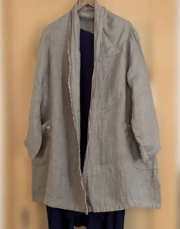 린넨 그레이 오픈 프론트 자켓