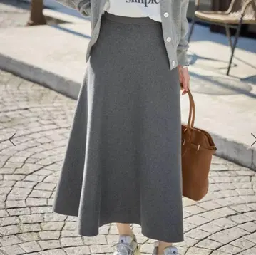 SLOBE IENA 밀라노 리브 니트 플레어 스커트