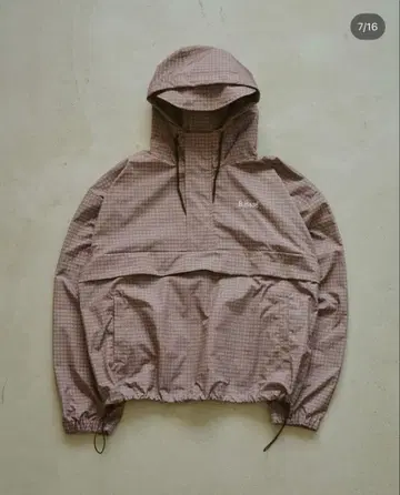 B.Base 브라운 체크 나일론 아노락