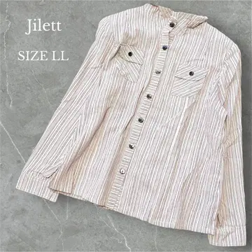 미사용 새상품 베스트 긴팔 셔츠 스트라이프 레드 캐주얼 셔츠 LL