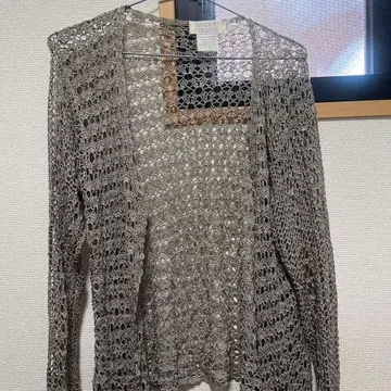 레이스 편직 베이지 가디건