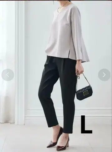 미사용 새상품 라난 Ranan 팬츠 셋업 L 라이트 그레이 블랙