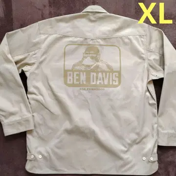 레어 BEN DAVIS 워크 셔츠 XL 베이지 하프 지퍼 자켓