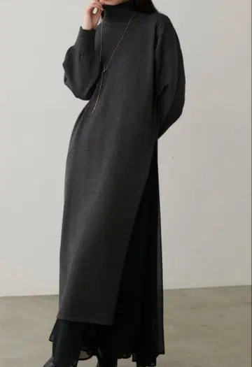 [새상품급] 라루타 사이드 ZIP 니트 원피스 x 개더 스커트 세트