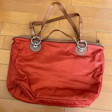 [ 거의 새상품 ] 랄프 로렌 나일론 가죽 토트백 오렌지 A4 대응