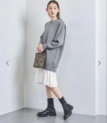 유나이티드 애로우즈 C 자카드 콤비 원피스 그레이 레이어드