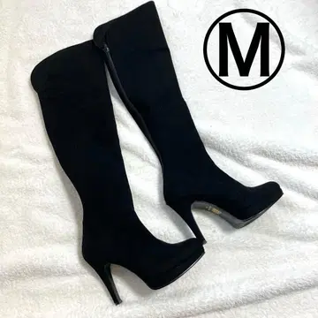 [ 새상품급 ] 블랙 스웨이드 니하이 부츠