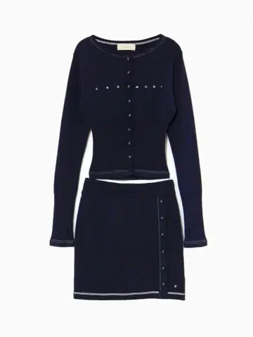 andmary Mary 로고 가디건 세트업 네이비