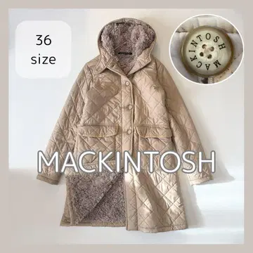 MACKINTOSH 베이지 안감 총 보아 롱 퀼팅 코트 36