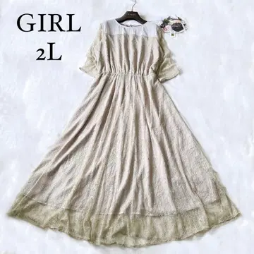 [ GIRL ] 걸 쉬폰 전체 레이스 플레어 롱 원피스 2L 그린