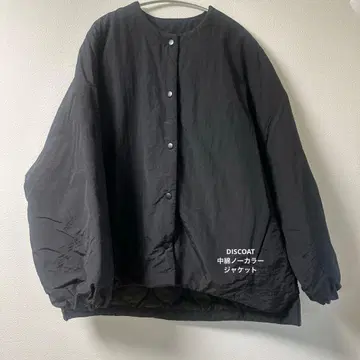 DISCOAT 노카라 패딩 자켓 블랙