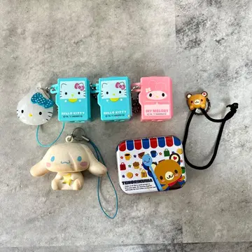 헤이세이 레트로 헬로키티 마이멜로디 텐노리곰 스트랩 7개 세트