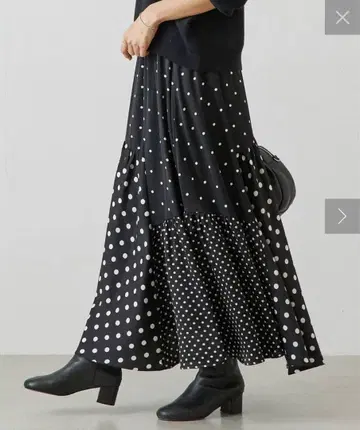 [ 새상품급 ] BEARDSLEY / 도트 패치워크 롱 스커트 프리