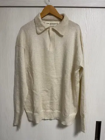 신존 SHINZONE 폴로 넥 니트 스웨터 베이지 아이보리