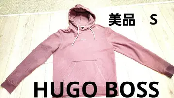 HUGO BOSS 고급 핑크 퍼플 후드티 S 휴고보스