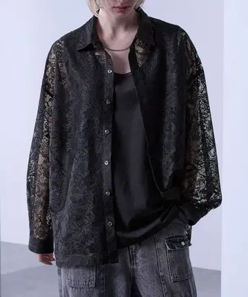 Loose/루스 시어 루즈 페이즐리 셔츠 블랙 L