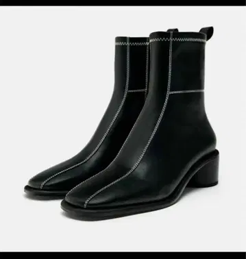 ZARA 대비 탑 스티치 숏부츠 37 블랙