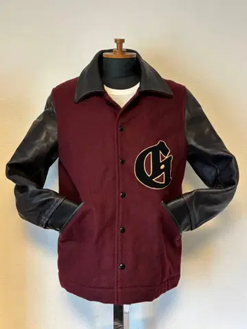 갱스터빌/바시티 자켓/가죽/멜톤/자켓/옷깃 부착/일본제/고품질