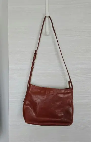 genten 가죽 숄더백 벽돌색