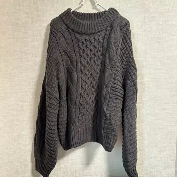 RagOut 케이블 짜임 다크 그레이 니트