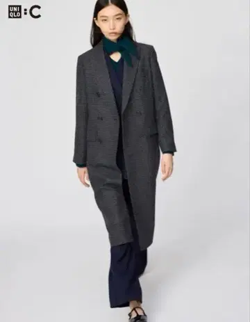 미사용 새상품 UNIQLO 다크 그레이 더블 브레스트 롱 코트