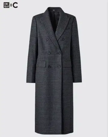 미사용 새상품 UNIQLO 다크 그레이 더블 브레스트 롱 코트