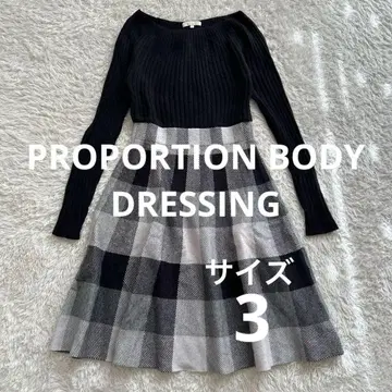 프로포션 바디 드레싱 블록 체크 니트 원피스