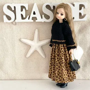 리카짱 의류 4세트 핸드메이드 22cm 인형 레오파드 무늬 스커트