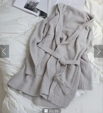 tu-hacci 후드 부착 로브 그레이