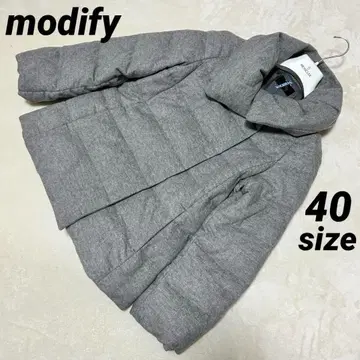 새상품급 모디파이 다운 자켓 울 스탠드 카라 그레이 40