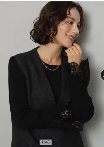 컨디션 최상 Arpege story 소매 레이스 풀오버 블랙