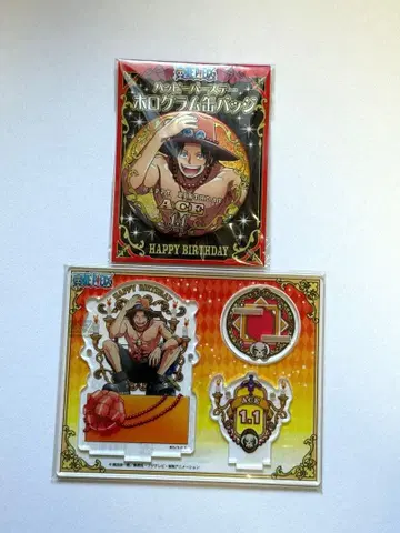 원피스 에이스 홀로그램 캔뱃지 아크릴 스탠드