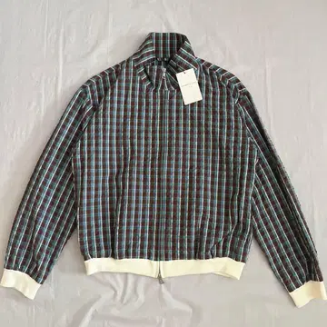 투모로우랜드 집업 블루종 더블 지퍼 체크 무늬 블루